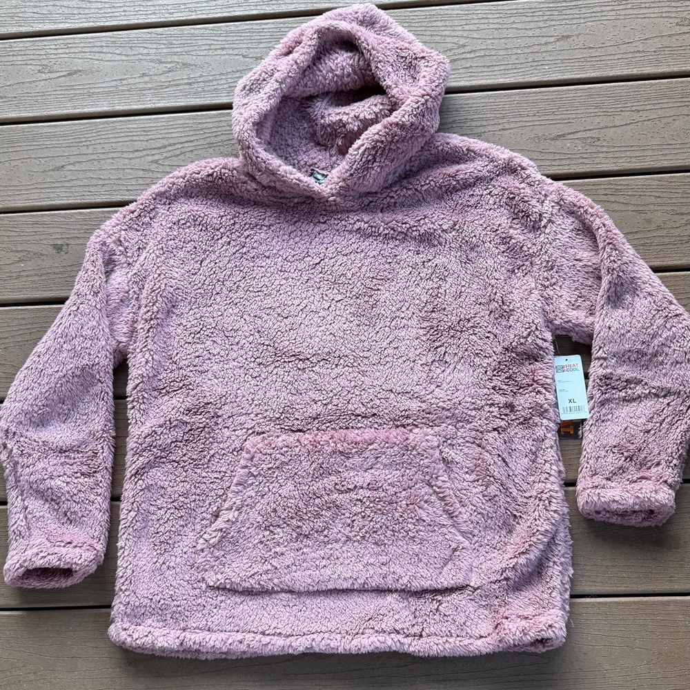 SOFT PLUSH HOODIE MAUVE PINK SIZE XL